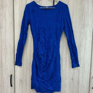 선명한 파란색 긴팔 원피스 [ S ] 모로코 제조 바디 콘셔스 등 지퍼