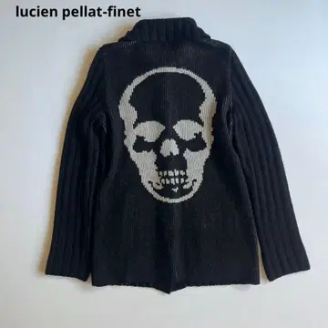 루시앙페라피네 캐시미어 100% 스컬 니트 가디건 자켓 블랙