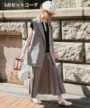 BONLECILL 3세트 코디 (니트 폴로, 베스트 & 스커트)