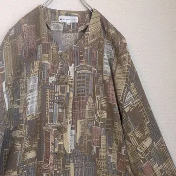 레트로 모드 빌딩 폴리 셔츠 아트 빈티지 90s 루즈핏 겉옷