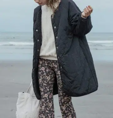 새상품 ROXY 록시 롱 코트 리버서블 보아 자켓 블랙