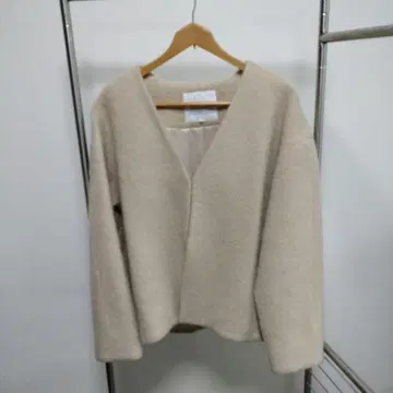 Mystrada 베이지 노카라 자켓 코트 36