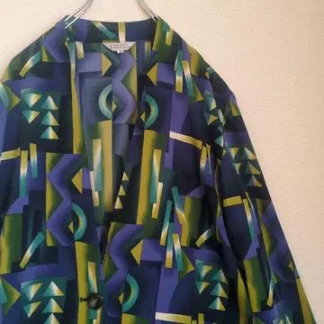 레트로 x 모드 기하학 패턴 블라우스 자켓 빈티지 80s 나이스 칼라