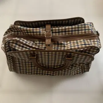 레트로 체크 무늬 대형 보스턴 백