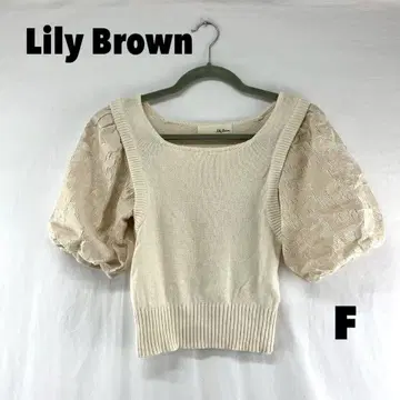 W0791S Lily Brown 레이스 슬리브 니트탑