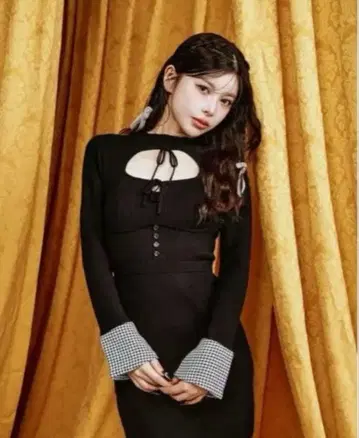 Darich 프론트 오픈 니트 미니 원피스