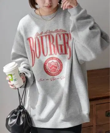 Discoat 로고 오버 사이즈 맨투맨 그레이