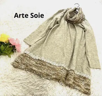 알테소와 [ M ] 니트 원피스 롱 터틀넥 장미 자수