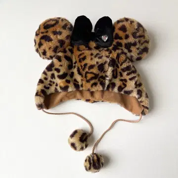 새상품급 디즈니 팬캡 미니 레오파드 무늬 단종품 블랙 리본