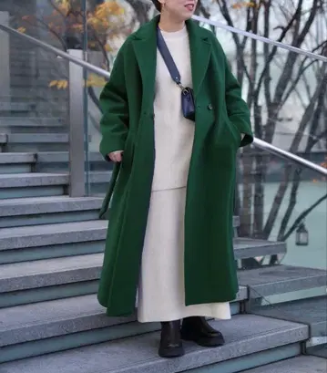 저널 스탠다드 더블 모사 롱 코트 그린 여성용