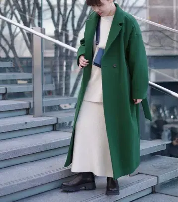 저널 스탠다드 더블 모사 롱 코트 그린 여성용