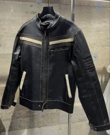 가죽 라이더 자켓 블랙 스트라이프
