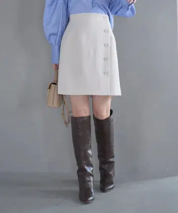 VIS [세탁 가능] 랩 스타일 사다리꼴 미니 스커트