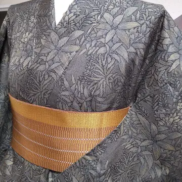 순수 실크 본고장 오시마 명주 5 초화 직조 기모노 (806)