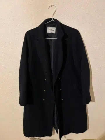 Lily Brown 블랙 더블 브레스트 롱 코트