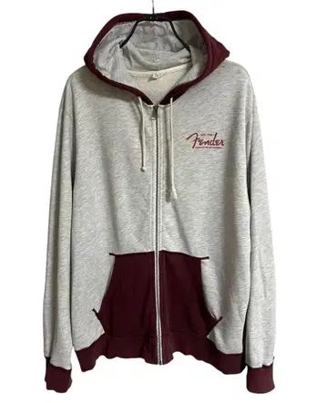 Fender 후드 맨투맨 XXL 그레이/버건디 스트라토캐스터 패턴