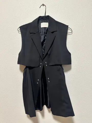 PUBLIC TOKYO 사이드홀 오버 요크 베스트 블랙 프리 사이즈