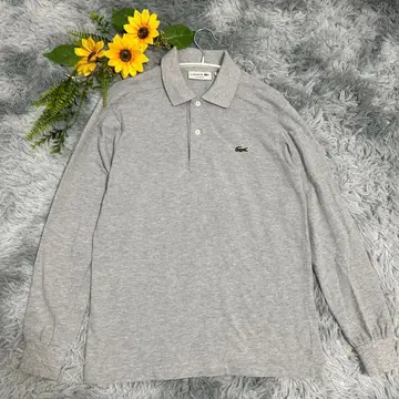 LACOSTE 긴팔 피케 셔츠 코튼 100% 남성용 그레이 us xs