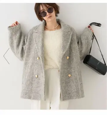 라메 샤기 슬라이버 P 코트/피코트