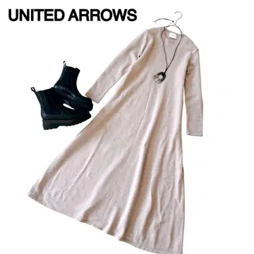 [ 새상품급 ] 유나이티드 애로우즈 울 플레어 니트 원피스 W 베이지 F