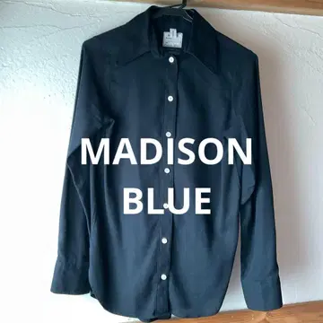 MADISON BLUE 네이비 긴팔 블라우스 하이넥 마담 셔츠