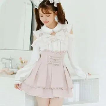 LIZLISA BIG 리본 오픈 숄더 블라우스 긴팔