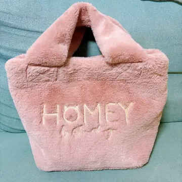 HOMEY 핑크 퍼 핸드백