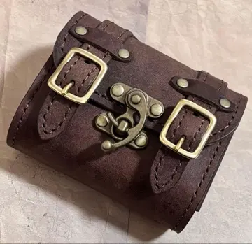 이탈리아 가죽 미니 뱀 접기 파우치 콜라주 수납 파우치 앤티크 조