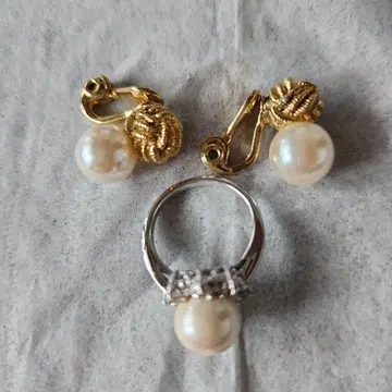 펄 반지와 귀찌 세트