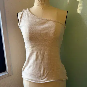 리브 편직 한쪽 어깨끈 없는 탱크탑