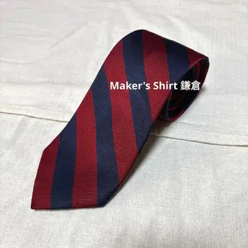 Maker's Shirt 카마쿠라 넥타이 실크 100 레드 스트라이프