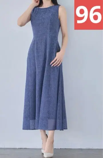 overE 스트레치 코드 레이스 원피스 더스티 블루 96