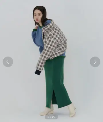 TINA JOJUN 체크 페이크 다운 자켓