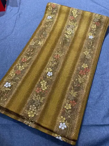 순수 실크 실크 새상품급 후쿠로 오비 금채