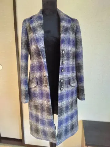 ELLE 체크 무늬 롱 코트