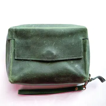 가죽 비즈니스 파우치 세컨드 클러치 잡화 수납 경량 그린 녹색