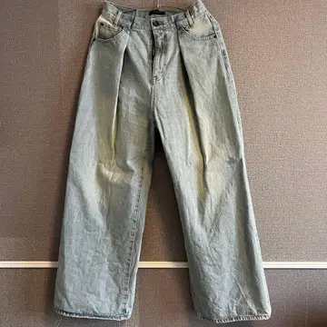 지나시스 턱 데님 와이드 팬츠 데님 청바지