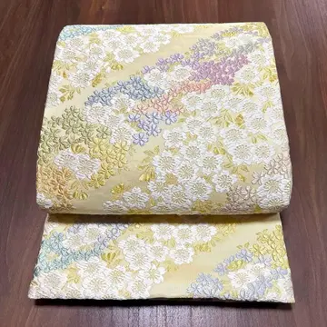 순수 실크 육통 후쿠로 오비 [ 당직 꽃들 ]