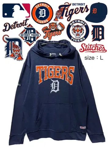 MLB 디트로이트 타이거즈 후드티 L 네이비 USA 구제 의류