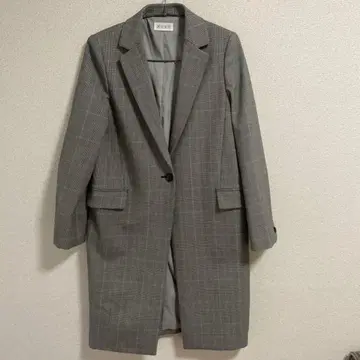 새상품급 PLST 체스터 코트 그레이 체크 무늬