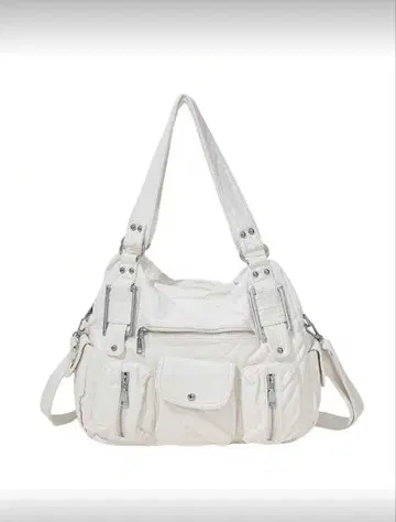 화이트 멀티 포켓 숄더백