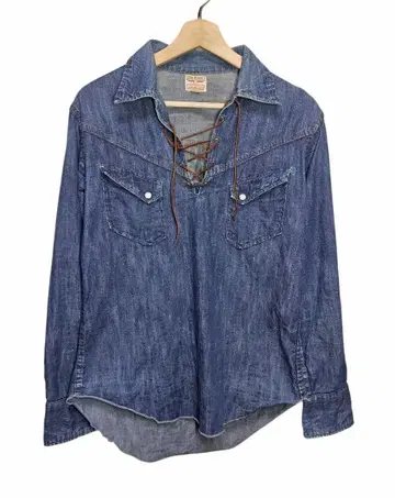 90s Joe McCoy 레이스업 웨스턴 데님 셔츠 LOT104