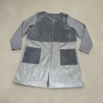 그레이 플리스 롱 코트