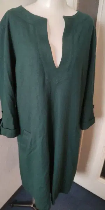 다크 그린 반소매 튜닉
