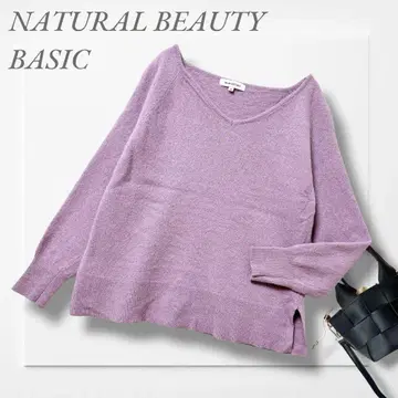 내추럴 뷰티 베이직 압축 니트(M) 보라색 폭스 혼방 화려함 고급