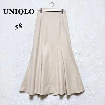 유니클로 머메이드 스커트 플레어 58 베이지 플란넬 하이웨스트