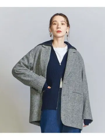 뷰티 앤 유스 헤링본 오버 자켓