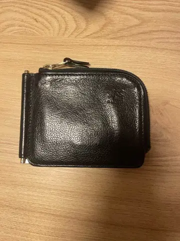 블랙 가죽 머니클립 지퍼 포함