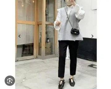 새상품급 anana V넥 프린지 베스트 그레이