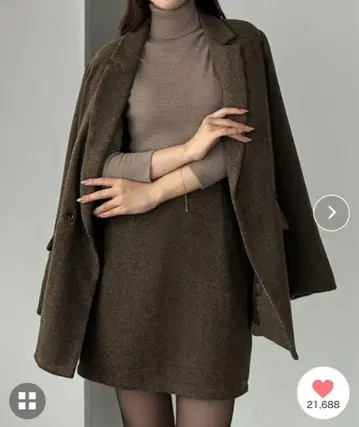 louere 헤링본 테일러드 자켓 + 미니 스커트 SET